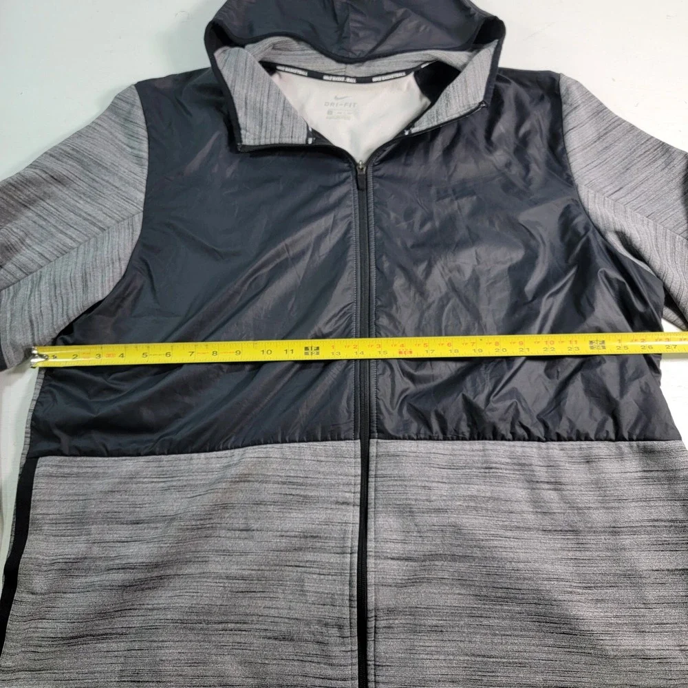 Nike Dri Fit Basketball Full Zip Hoodie Jacket Black Gray AQ4165-010 Men's 3XL‎